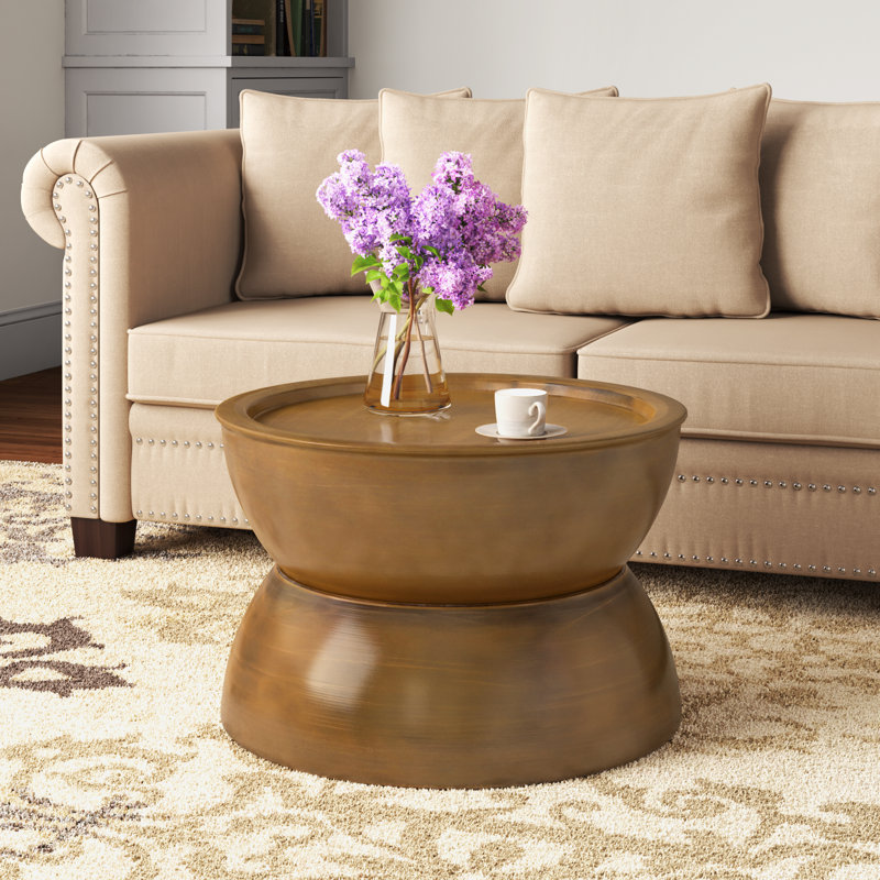 Brown drum coffee table discount